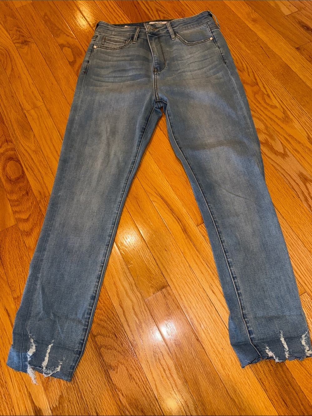 Sam Edelman Light Blue High-Rise Women's Jeans with Distressed Hem